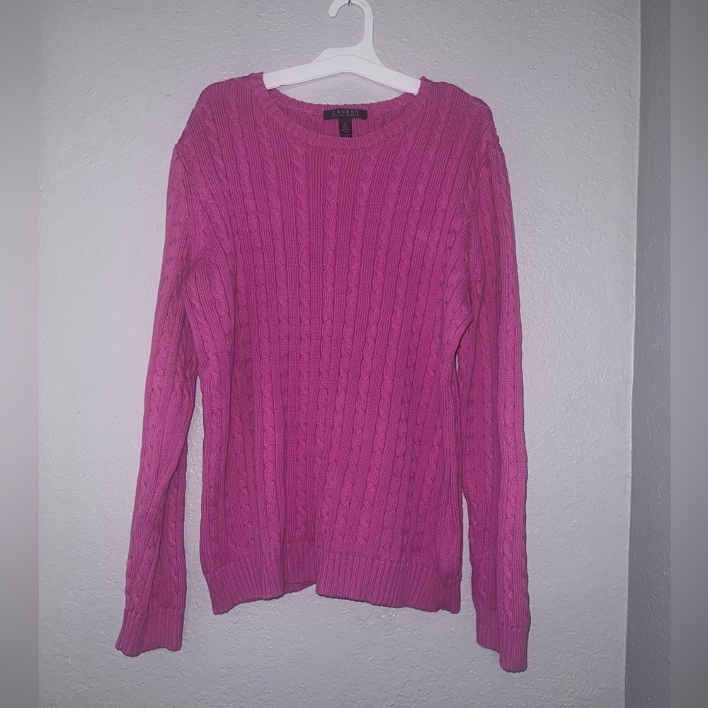 Lauren Ralph Lauren Women Pink Cable Knit Sweater Pullover